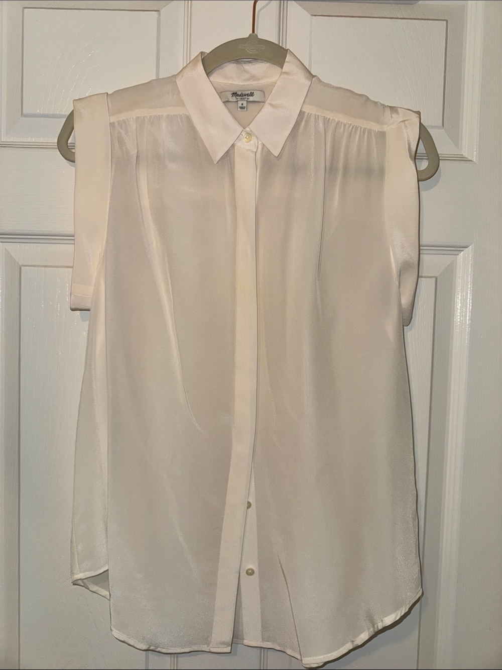 Madewell Sleeveless Button-Down Silk Blouse — Ivory